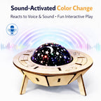DIY Smart Voice-Controlled Spaceship Starry Sky Light - Wooden STEM Toy for Kids product detail image 2