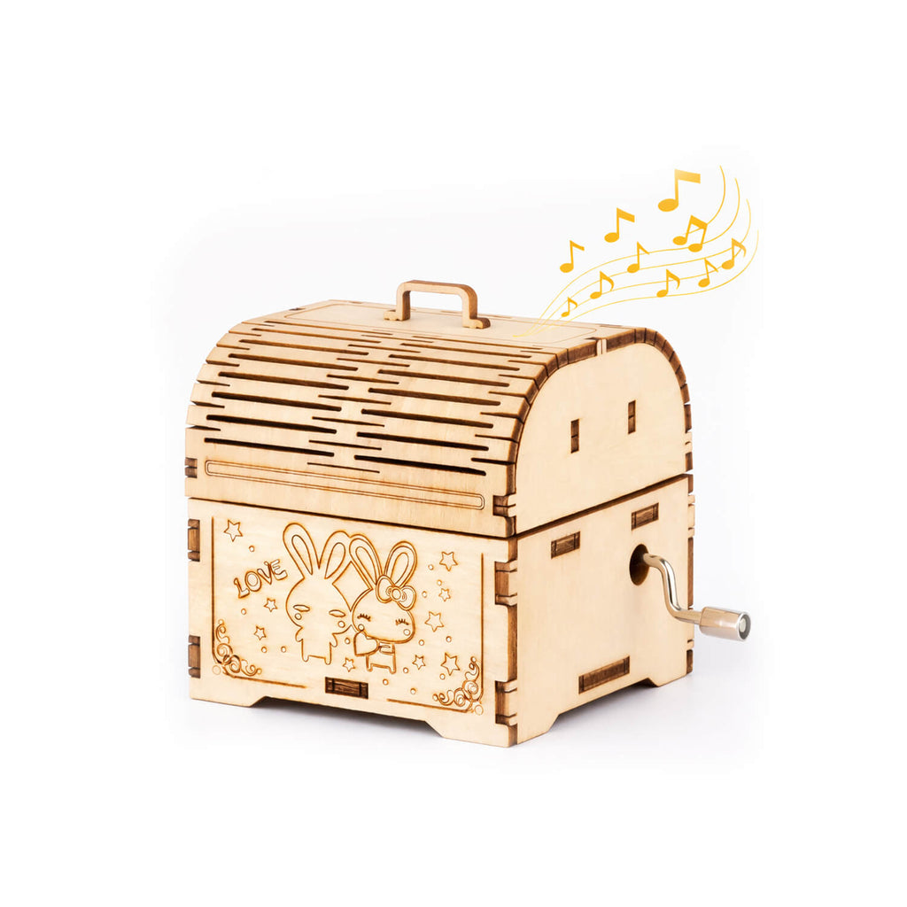 DIY Hand-Crank Wooden Music Box buildable kit — assemble a working music mechanism from scratch, creative hands-on STEM and music project for kids