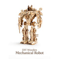 DIY Wooden Robot 3D puzzle STEM mechanical model kit — laser-cut wooden building project, engineering and construction for kids and teens