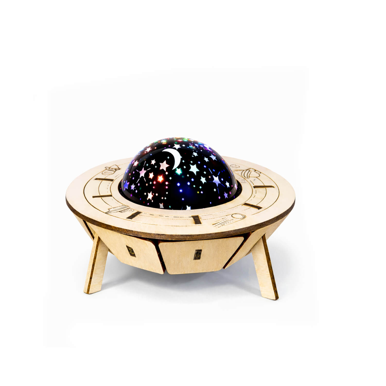 DIY Voice-Controlled Spaceship Starry Sky Light wooden STEM kit — build a smart spaceship night light, hands-on electronics and engineering project for kids