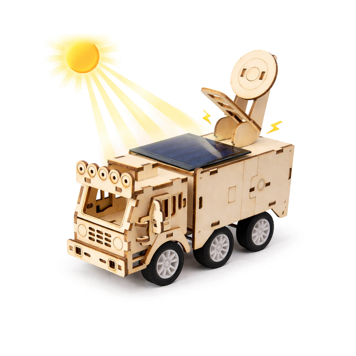 DIY Solar Powered Wooden STEM Car educational science kit — build a solar-powered car, hands-on renewable energy and engineering project for young makers