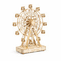 DIY Wooden Ferris Wheel mechanical model kit — no-glue laser-cut 3D puzzle STEM building project, working rotating amusement park model