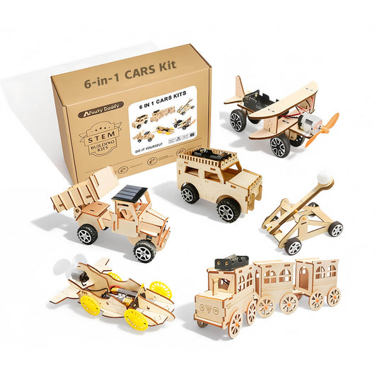 6-in-1 STEM Wooden Construction Vehicle Kit for Kids 8+