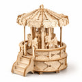 DIY Wooden Carousel Music Box buildable mechanical keepsake — hand-crank music box STEM project for kids, creative building gift